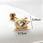 Gold color / 1 Piece Simple Series Copper  Gold Color Zircon Women's Stud Earrings Picture3